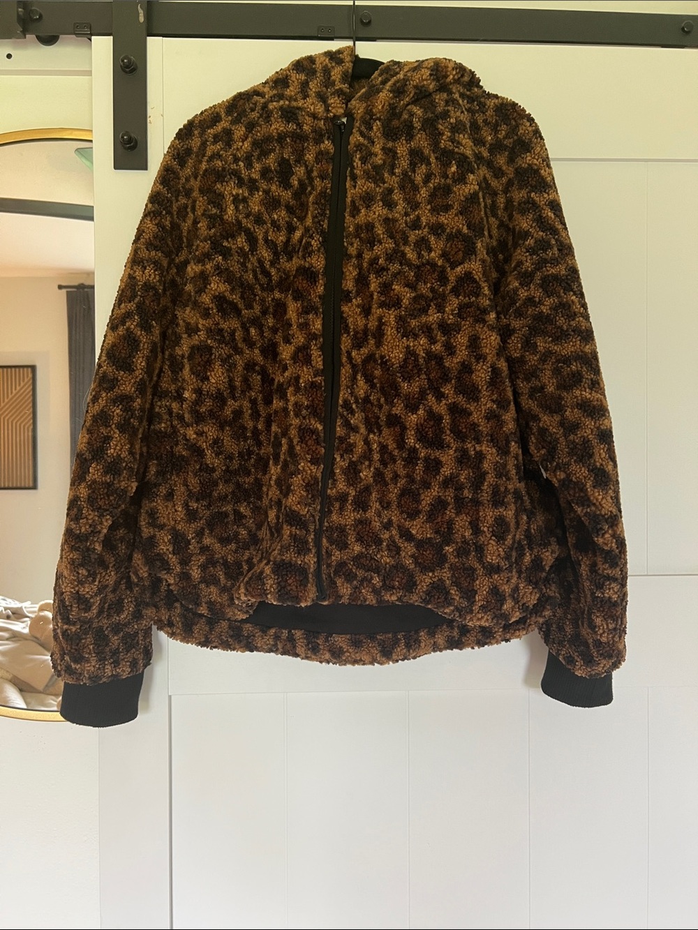 Loft heavy leopard print zip up
